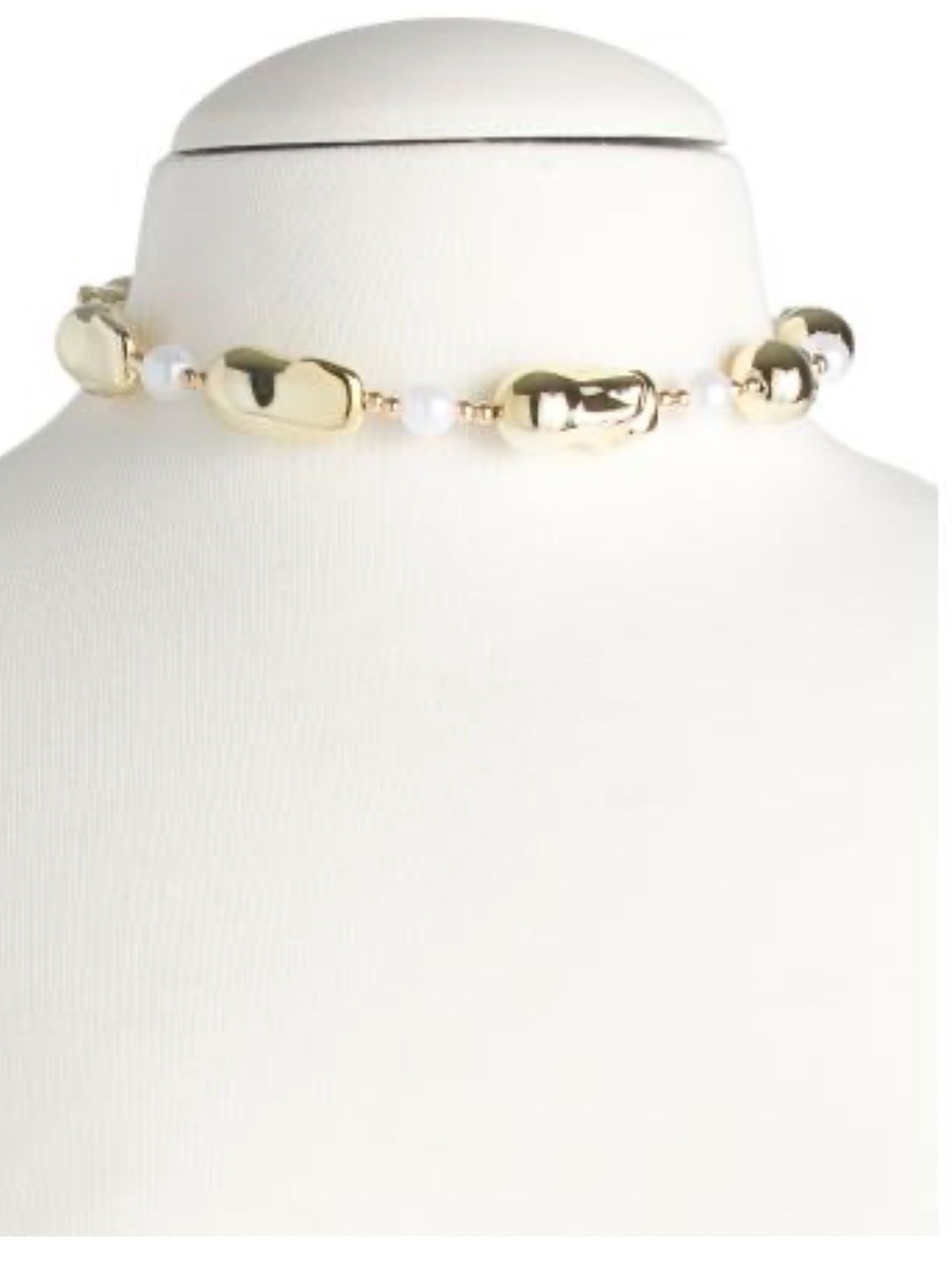 DANNIJO Gold and White Pearl Tabby Beaded Chunky Choker Style Necklace